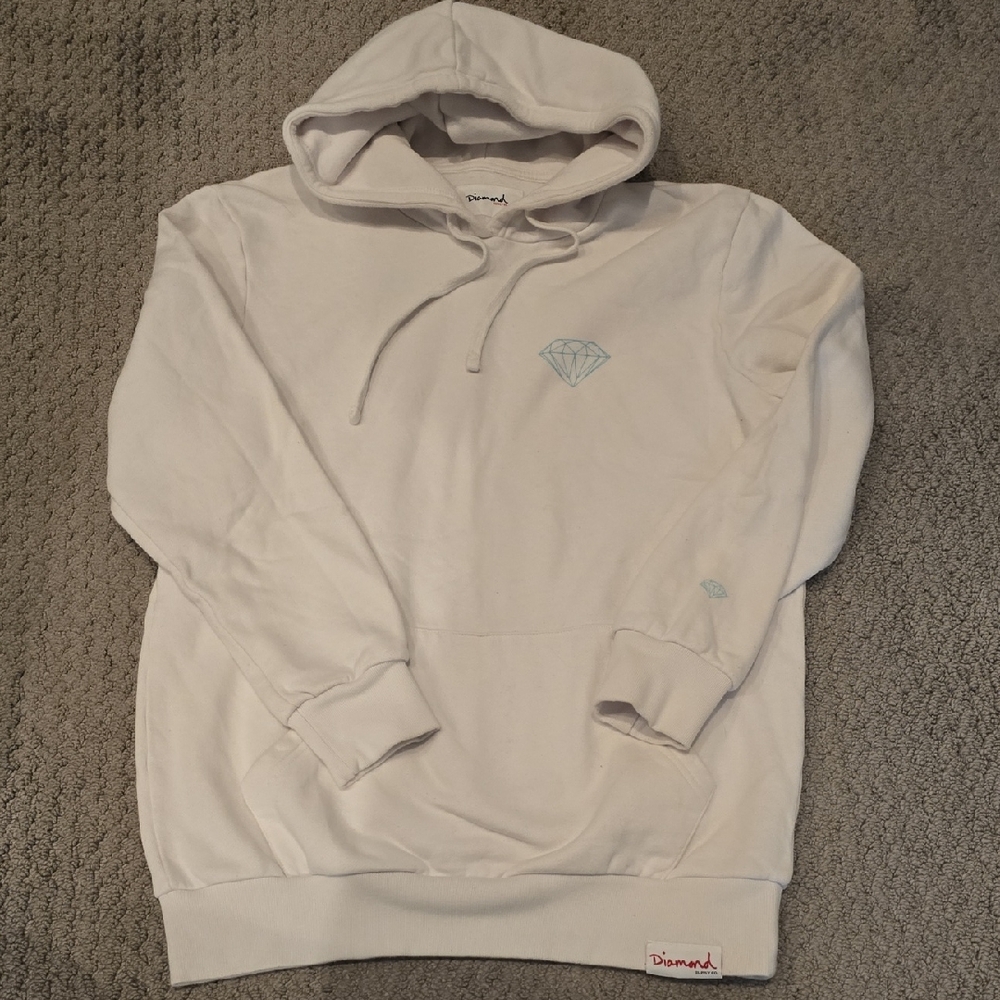 Diamond Supply Co. Off-White Hoodie with Blue Logo